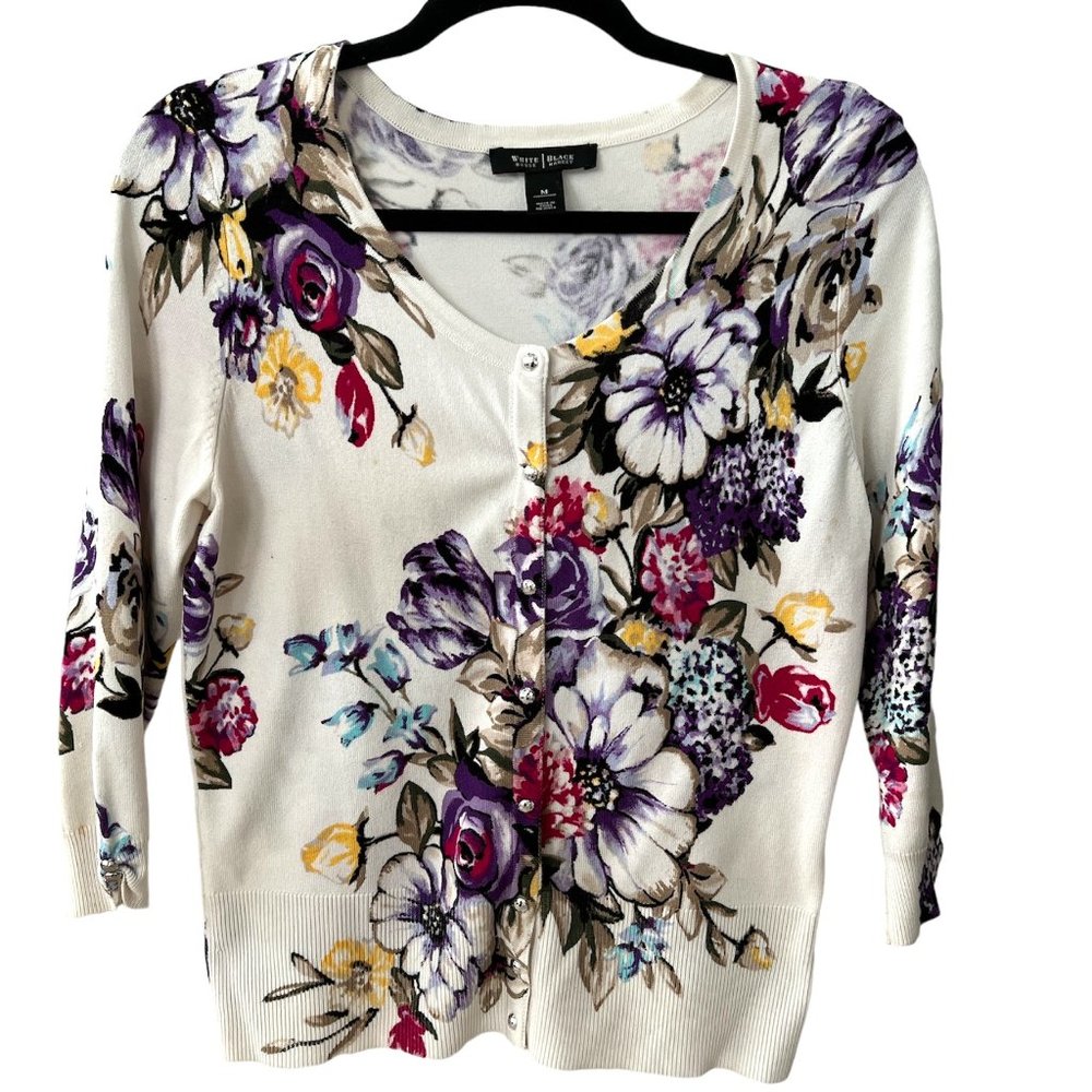 White House Black Market Floral Cardigan